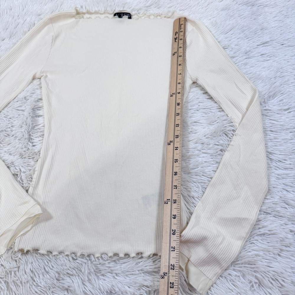 J crew long sleeve Vintage rib boatneck T-shirt with lettuce trim - Picture 4 of 8
